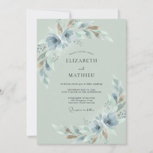Schiefer Silbernes Blatt-Hochzeit Einladung