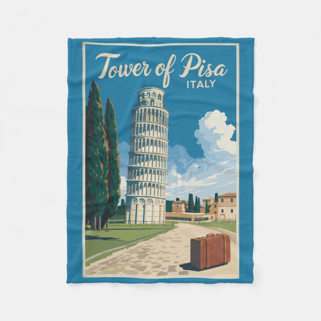 Schiefer Turm Pisa Italien Reisen Vintag Fleecedecke (Vorderseite)