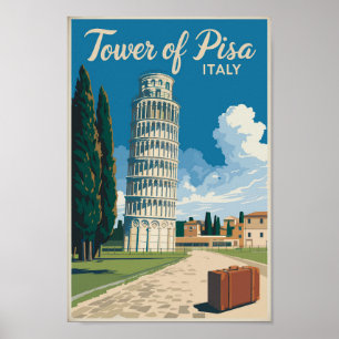 Schiefer Turm Pisa Italien Reisen Vintag Poster