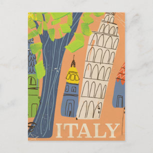 Schiefer Turm Pisa Vintage Reiseplakat Postkarte