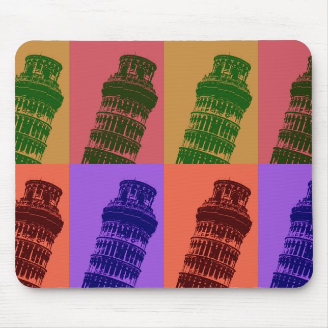 Schiefer Turm Pop Pisa Kunst, Dichtung und Musik Mousepad (Vorne)