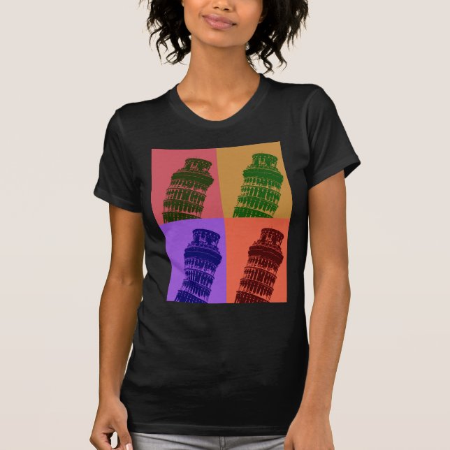 Schiefer Turm Pop Pisa Kunst, Dichtung und Musik T-Shirt (Vorderseite)