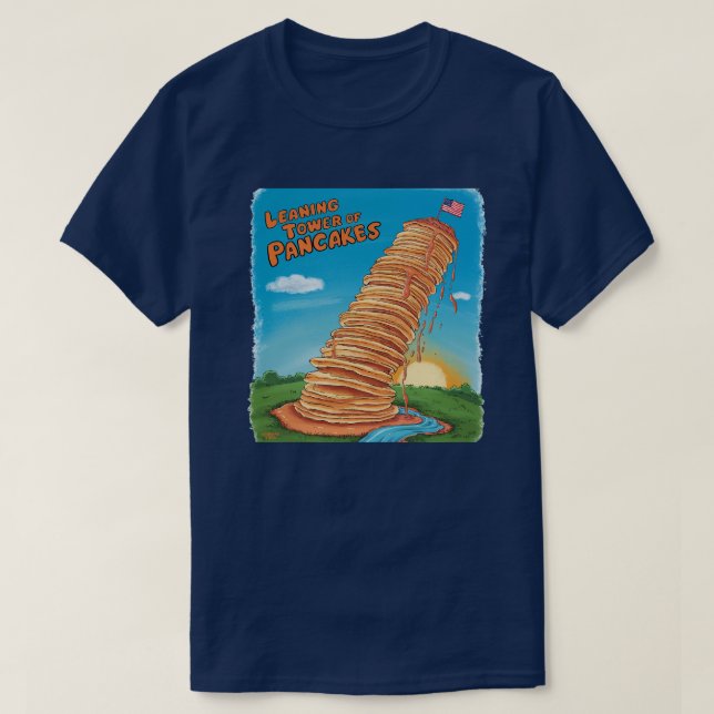 Schiefer Turm von Pancakes T-Shirt (Design vorne)