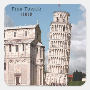Schiefer Turm von Pisa Italien Europa Reise Quadratischer Aufkleber