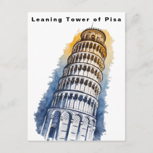 Schiefer Turm von Pisa Italien Reise Aquarell Postkarte
