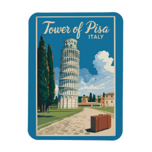 Schiefer Turm von Pisa Italien Reise Kunst Vintage Magnet