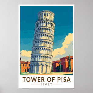 Schiefer Turm von Pisa Italien Reise Kunst Vintage Poster