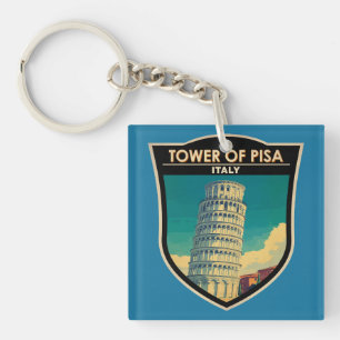 Schiefer Turm von Pisa Italien Reise Kunst Vintage Schlüsselanhänger