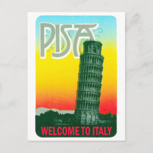 Schiefer Turm von Pisa, Italien, Vintage Reise Postkarte