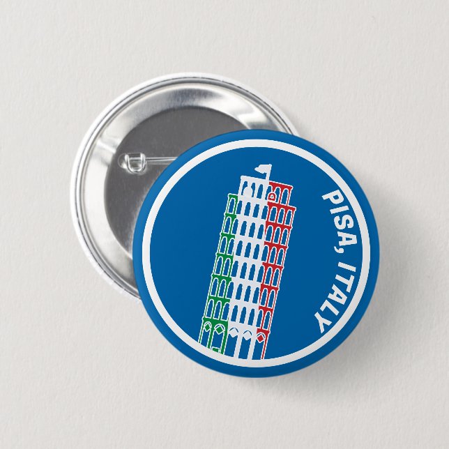 Schiefer Turm von Pisa Wappen Button (Vorne & Hinten)