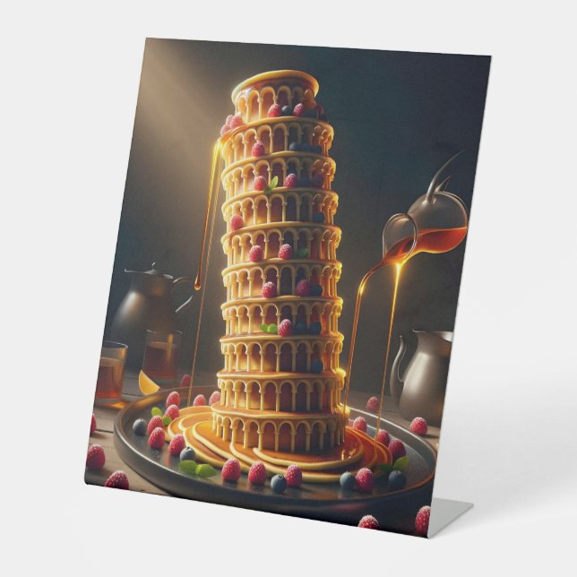 Schiefer Turm von Yummy! Party-Banner / Signatur Sockelschild (Vorderseite)