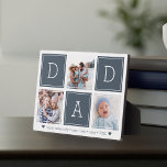 Schiefer | VATER Custom Kids Foto Collage Fotoplatte<br><div class="desc">Schaffen Sie einen süßen Sake für einen geliebten Papa in diesem Vatertag mit diesem einfachen Foto-Plakat-Design,  das drei Ihrer Lieblings-Instagram-Fotos enthält,  angeordnet in einer Collage mit abwechselnden Quadraten von rauchblauem Schieferblau,  die "Daddy" ausdrücken. Personalisieren Sie mit den Lieblings-Fotos seiner Kinder,  und fügen Sie eine benutzerdefinierte Nachricht am unteren Rand.</div>