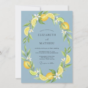 Schiefer-Zitronen-Eukalyptus-Hochzeit Einladung