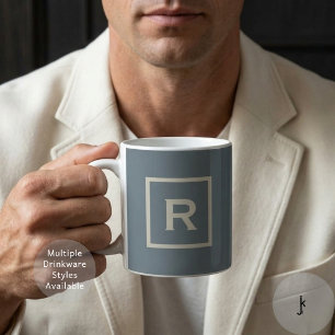 Schieferblau Grau Sand Beige Quadratischer Rahmen Kaffeetasse