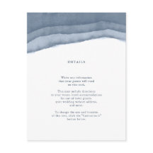 Schieferblau Ombre-Aquarell-Hochzeitsbeilage
