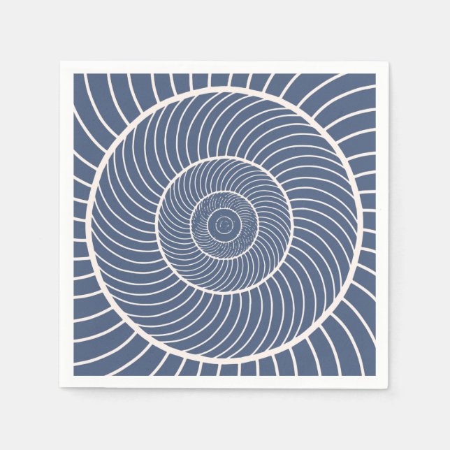 Schieferblau-Sahne-Schnecke Fibonacci Serviette (Vorderseite)