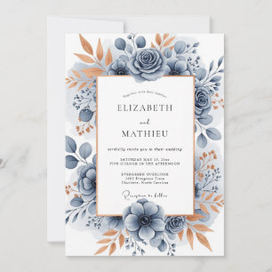 Schieferblaue anspruchsvolle botanische Hochzeit Einladung
