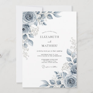 Schieferblaue Ätherische Botanische Hochzeit Einladung