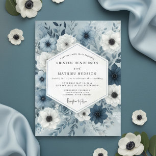 Schieferblaue botanische Whimsy-Hochzeit Einladung