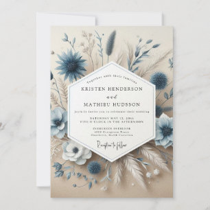 Schieferblaue botanische wunderliche Hochzeit Einladung