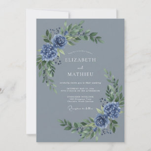 Schieferblaue düstere Winterhochzeit Einladung