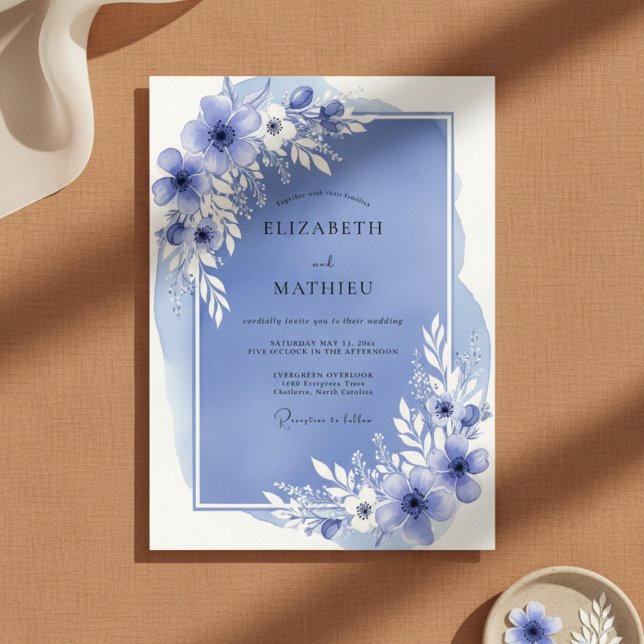 Schieferblaue luftige Blumenhochzeit Einladung (Von Creator hochgeladen)
