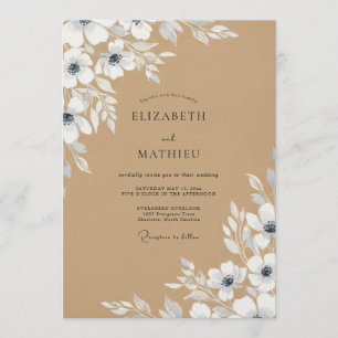Schieferblaue malerische Blütenhochzeit Einladung