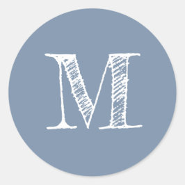 Schieferblaue Monogramm-Initiale Runder Aufkleber
