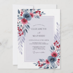 Schieferblaue strahlende Winterhochzeit Einladung