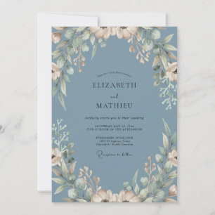 Schieferblaue whimsical Bloom Hochzeit Einladung