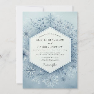 Schieferblaue Winterblüten-Hochzeit Einladung