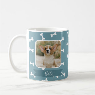 Schieferblaues Hundeknochen-Muster Haustier-Foto Kaffeetasse