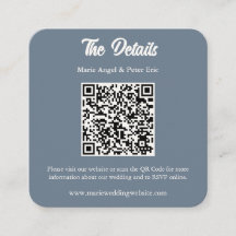 Schieferblaues Monogramm QR-Code Hochzeitsdetails