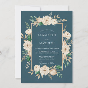 Schiefercreme-Ranunculus-Eukalyptus-Hochzeit Einladung