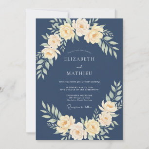 Schiefergelbe Aquarell-Hochzeit Einladung