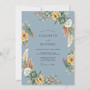 Schiefergold Pampas Eukalyptus Hochzeit Einladung