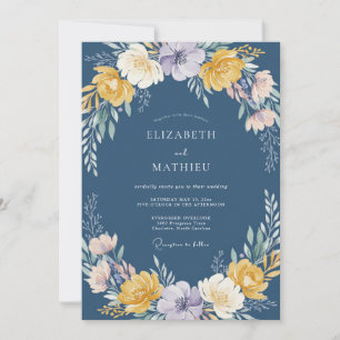 Schiefergoldene Aquarell-Hochzeit Einladung