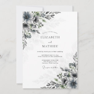 Schiefergraue düstere Winterhochzeit Einladung