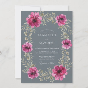 Schiefergraue melancholische romantische Hochzeit Einladung