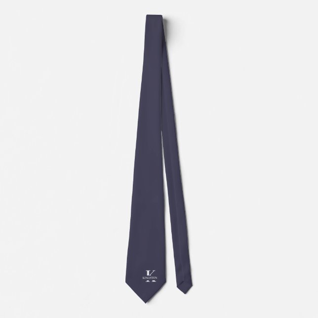 Schiefergraues elegantes Monogramm + Name Krawatte (Vorderseite)