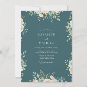 Schiefergrüne Eukalyptus-Hochzeit Einladung