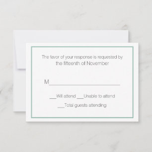 Schiefergrüne und weiße Hochzeitsantwortkarte RSVP Karte