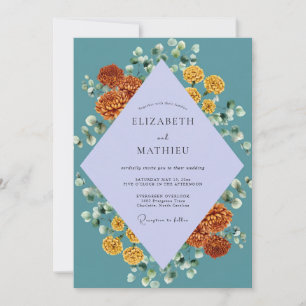 Schieferorange-Dahlien-Hochzeit Einladung