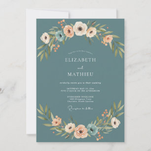 Schieferpfirsich-Anemonen-Hochzeit Einladung