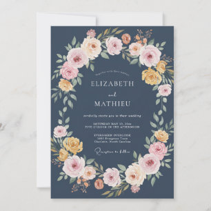 Schieferpfirsich-Kranz-Hochzeit Einladung