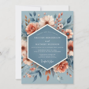 Schieferpfirsich Poetische Flora Hochzeit Einladung