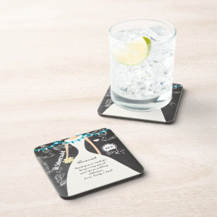 Schiefertafel Braut & Bräutigam Hochzeitsuntersetz Getränkeuntersetzer