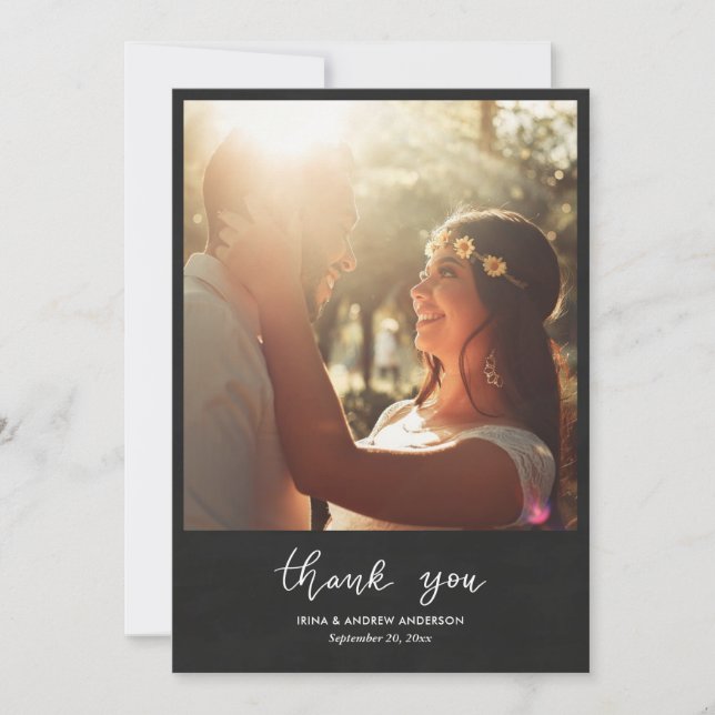 Schiefertafel-Dankeschön-Skript-Hochzeitspaar-Foto (Vorderseite)