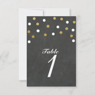 Schiefertafel Gold & Weiße Konfetti-Tischnummernka Einladung
