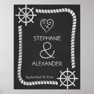 Schiefertafel-Maritime-Hochzeitsposter Poster